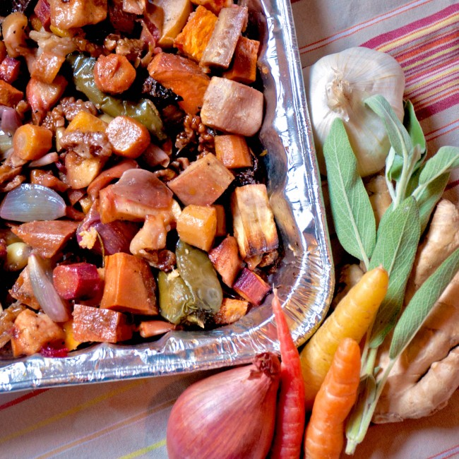 Post image for Roasted Root Vegetables with Apples and Walnuts