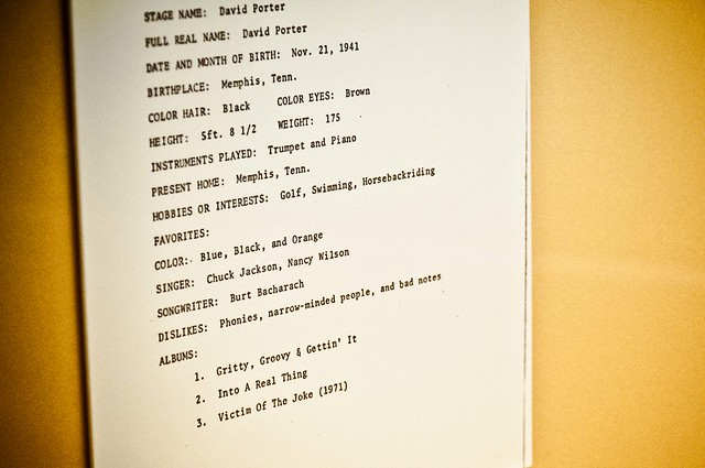 David Porter Sheet - Stax Museum of American Soul Music | PopArtichoke